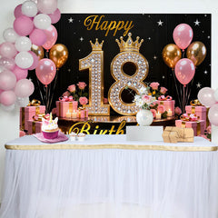 Lofaris Fond Luxe 18 ans Joyeux Anniversaire Diamants Rose Or et Couronnes