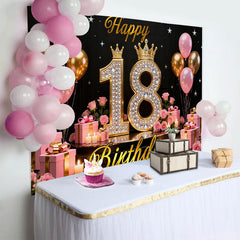 Lofaris Fond Luxe 18 ans Joyeux Anniversaire Diamants Rose Or et Couronnes