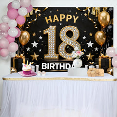 Lofaris Fond Luxe 18 ans Joyeux Anniversaire Ballons Or et Chiffres Diamant