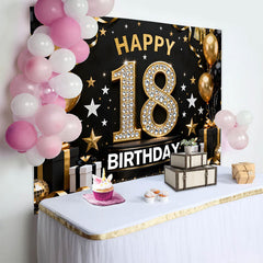 Lofaris Fond Luxe 18 ans Joyeux Anniversaire Ballons Or et Chiffres Diamant