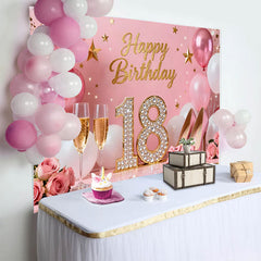 Lofaris Fond Sweet 18th Joyeux Anniversaire Talons Hauts Roses et Champagne