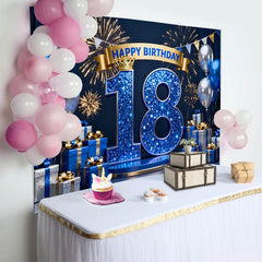 Lofaris Toile de Fond 18 ans Bleu Royal Chiffres Diamant Bleu et Ballons