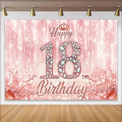 Lofaris Fond 18 ans Or Rose Chiffres Diamant Rose et Fond Pailleté
