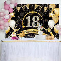 Lofaris Fond Luxe 18 ans Champagne Chiffres Diamant et Banderoles Or