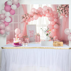 Lofaris Fond Arche de Ballons Rose et Cadeau Fenêtre Intérieure Cake Smash