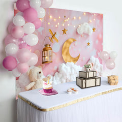 Lofaris Fond Rose et Violet Élégant Cake Smash Guirlande Ballons et Bois