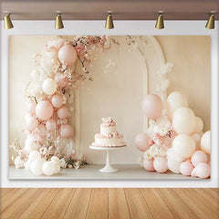 Lofaris Fond Mariage Arche Florale Ballons Rose Pastel, Arrière-plan Photographie Gâteau Sucré