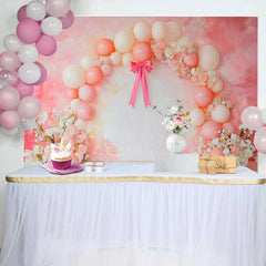 Lofaris Fond Mariage Ballons Roses Nœud et Fleurs, Arrière-plan Photographie de Fête Abstrait Artistique