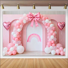 Lofaris Fond Mariage Ballons Roses et Arc-en-Ciel, Arrière-plan Photographie Bridal Shower Ballons Cœurs