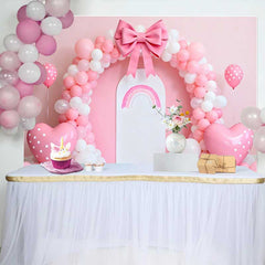 Lofaris Fond Mariage Arche Ballons Roses et Arc-en-Ciel, Arrière-plan Photographie Fête Ballons en Cœur