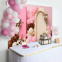 Lofaris Fond Mariage Arche Ballons Rose et Marron, Arrière-plan Photographie de Fête Romantique Bridal Shower
