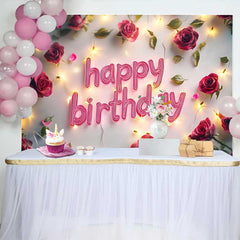 Lofaris Fond Anniversaire Roses Rouges et Guirlandes, Arrière-plan Photographie Fête Florale Romantique