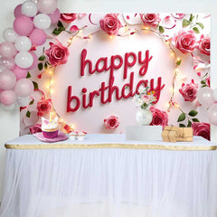 Lofaris Fond Anniversaire Roses Roses et Guirlandes, Arrière-plan Photographie Fête Florale Élégante