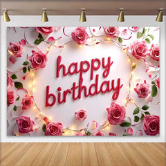 Lofaris Fond Anniversaire Roses Roses et Guirlandes, Arrière-plan Photographie Fête Florale Élégante