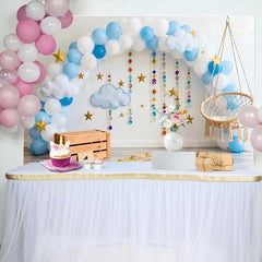 Lofaris Fond Smash Cake Premier Anniversaire, Arche Ballons Bleus Perles et Étoiles pour Bébé Garçon