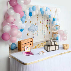 Lofaris Fond Smash Cake Premier Anniversaire, Arche Ballons Bleus Perles et Étoiles pour Bébé Garçon