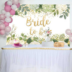 Lofaris Fond Bridal Shower Bride to Be, Fleurs Blanches et Feuilles Vertes avec Décor Doré Brillant