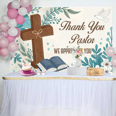 Lofaris Fond Merci Pasteur Croix Bible Florale, Décorations pour Événements d'Église