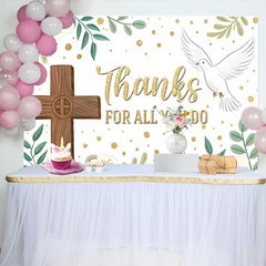 Lofaris Fond Merci pour Tout Croix Colombe Florale, Décorations Événements d'Église