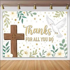 Lofaris Fond Merci pour Tout Croix Colombe Florale, Décorations Événements d'Église