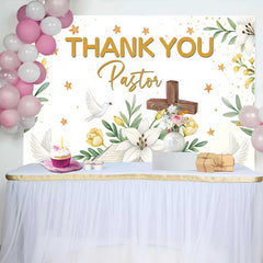 Lofaris Fond Merci Pasteur Croix Bible Lys Colombe, Décorations Appréciation Église