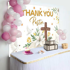 Lofaris Fond Merci Pasteur Croix Bible Lys Colombe, Décorations Appréciation Église