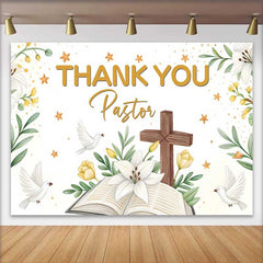 Lofaris Fond Merci Pasteur Croix Bible Lys Colombe, Décorations Appréciation Église