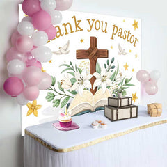 Lofaris Fond Merci Pasteur Lys Blanc Croix Bible, Décorations pour Événements d'Église