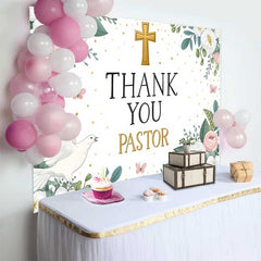 Lofaris Fond Merci Pasteur Croix Or Fleurs Roses, Décor Appréciation Église avec Colombe