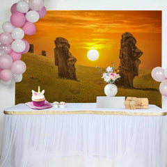 Lofaris Fond Île de Pâques Statues Moai Sunset, Arrière-plan Photographie Merveilles Anciennes