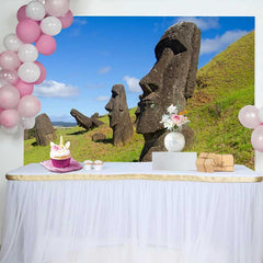 Lofaris Fond Île de Pâques Statues Moai Colline, Arrière-plan Photographie Reliques Anciennes