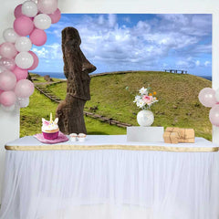 Lofaris Fond Profil Statue Moai Île de Pâques, Arrière-plan Photographie Monument Ciel Bleu