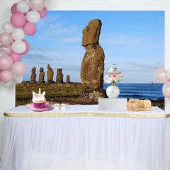 Lofaris Fond Statue Moai Côte Océan, Arrière-plan Photographie Paysage Site Historique