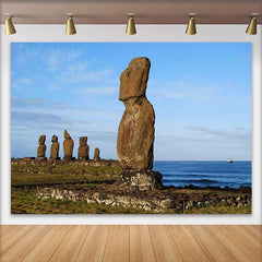 Lofaris Fond Statue Moai Côte Océan, Arrière-plan Photographie Paysage Site Historique