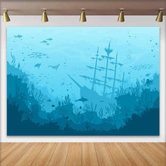 Lofaris Fond de Paysage Naturel Épave de Navire et Vie Marine Bleu Turquoise, Décor Aventure Océanique
