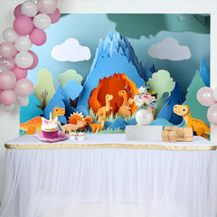 Lofaris Fond de Cake Smash Anniversaire Dinosaure en Art Papier, Scène de Montagne et Grotte pour Enfants