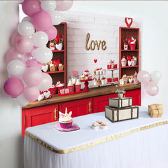 Lofaris Fond de célébration romantique avec cœurs et "Love" doré, pour la Saint-Valentin, un anniversaire ou un mariage.