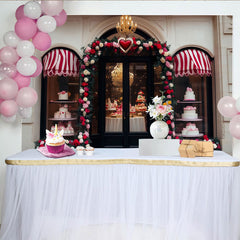 Lofaris Toile de fond vitrine de pâtisserie avec roses rouges et cœurs, pour fête romantique, célébration