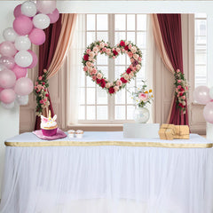Lofaris Toile de fond cœur romantique avec roses roses et rouges, décor de fenêtre élégant pour mariage, Saint-Valentin