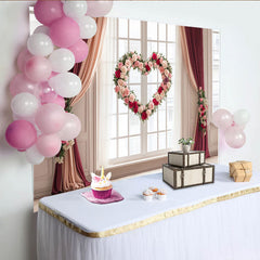 Lofaris Toile de fond cœur romantique avec roses roses et rouges, décor de fenêtre élégant pour mariage, Saint-Valentin