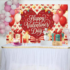 Lofaris Toile de fond Saint-Valentin avec cœurs, ballons et cadeaux, décoration pour couple et fête d'amour