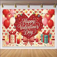 Lofaris Toile de fond Saint-Valentin avec cœurs, ballons et cadeaux, décoration pour couple et fête d'amour