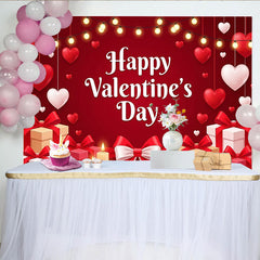 Lofaris Toile de fond Saint-Valentin romantique avec cœurs, cadeaux et bougies, lumières scintillantes