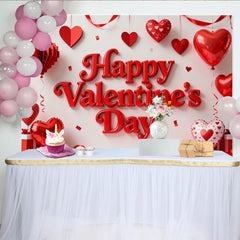 Lofaris Toile de fond joyeux saint valentin avec ballons rouges, decoration romantique pour fete des amoureux