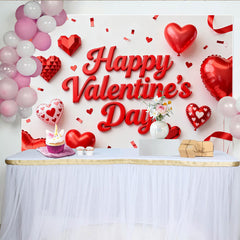 Lofaris Toile de fond Saint-Valentin avec cœurs rouges et ballons, décoration romantique pour célébrer l'amour et la passion