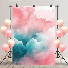 Lofaris Toile de fond aquarelle abstraite rose et sarcelle, texture fumée artistique pour studio de portrait