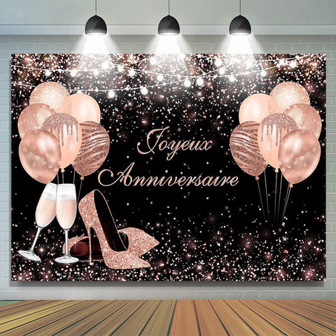 Rose Or Ballon Paillettes Anniversaire Toile de fond pour Femmes