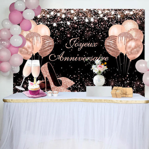 Rose Or Ballon Paillettes Anniversaire Toile de fond pour Femmes