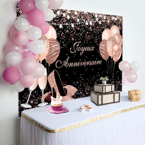 Rose Or Ballon Paillettes Anniversaire Toile de fond pour Femmes