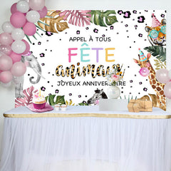 Appel Tous Faire la fête Animaux Heureux Anniversaire Toile de fond